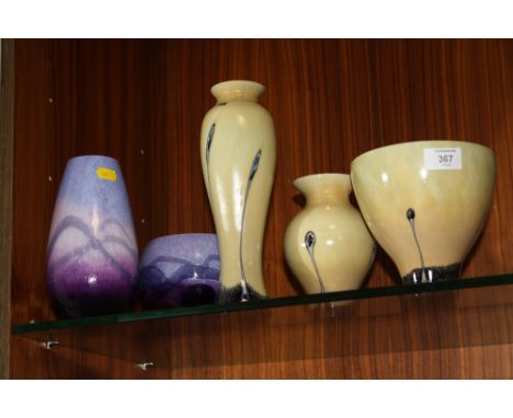 A COLLECTION OF CAITHNESS GLASS VASES (5)