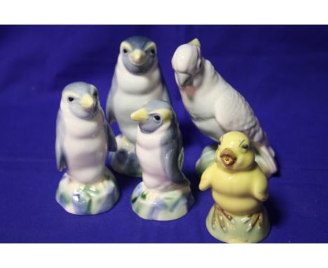 A COLLECTION OF WADE BIRD SHAPED DECANTERS (5)