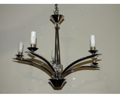 THREE BOXED MODERN FIVE BRANCH PENDANT LIGHT FITTINGS
