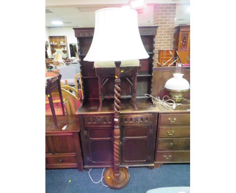 AN OAK BARLEYTWIST STANDARD LAMP