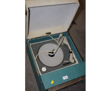 A VINTAGE DANSETTE CONQUEST PORTABLE RECORD PLAYER&nbsp;TOGETHER WITH SLIK TRIPOD