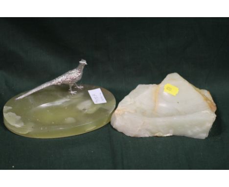 TWO VINTAGE ONYX ASH TRAYS 