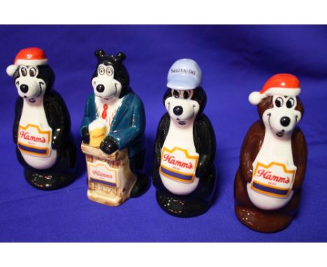 FOUR WADE HANNS BEAR FIGURES TO INCLUDE 'HANNS BARTENDER BEAR' ETC