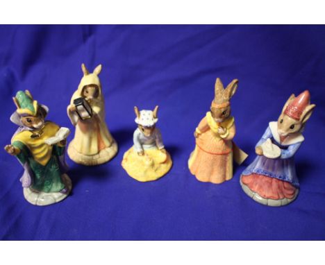 FIVE ROYAL DOULTON BUNNYKINS FIGURES, TO INCLUDE 'SANDS OF TIME BUNNYKINS', 'SUNDIAL BUNNYKINS' ETC.