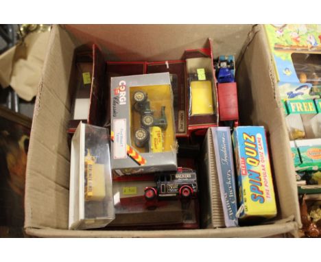 A BOX OF DIECAST TOY CARS TO INCLUDE MATCHBOX AND CORGI EXAMPLES