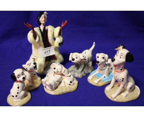 A SET OF 7 BOXED ROYAL DOULTON DISNEY'S 101 DALMATIANS CERAMIC FIGURES