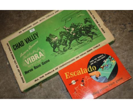 A VINTAGE BOXED CHAD VALLEY VIBRA HORSE RACE GAME, TOGETHER WITH A BOXED ESCALADO HORSE RACING GAME (2) 