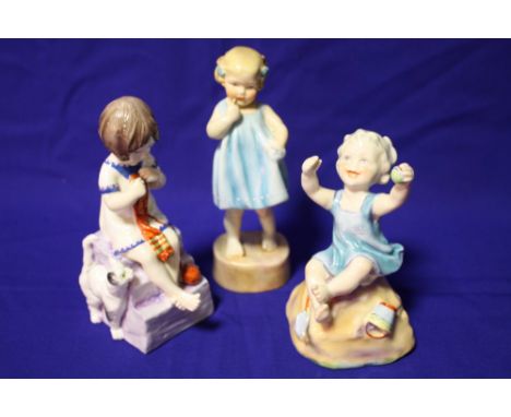 THREE ROYAL WORCESTER FIGURES, COMPRISING 'SATURDAYS CHILD', 'SUNDAYS CHILD' AND 'ONLY ME'
