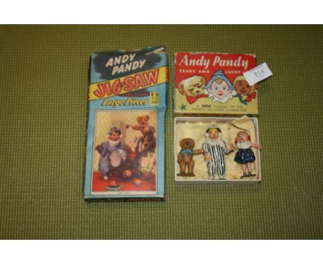 A BOXED VINTAGE ANDY PANDY THREE CHARACTER METAL TOY SET&nbsp;PLUS&nbsp; ANDY PANDY JIGSAW