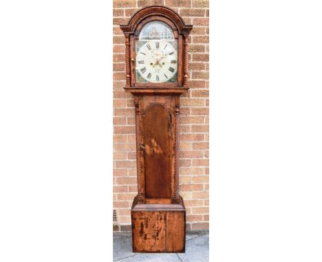 A 19TH CENTURY 8-DAY LONGCASE CLOCK  the enamel dial signed 'Matton Probus', with subsidiary seconds dial and date aperture, 