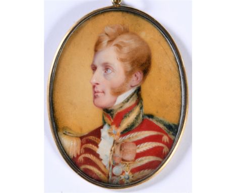 BRITISH SCHOOL (EARLY-MID 19TH CENTURY)  Portrait miniature of an army officer,  oil on ivory, unsigned, with note verso 'Cop