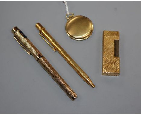 A Cartier pen, Schaeffer pen, Dunhill lighter and Rotary dress pocket watch