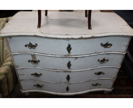 A 19th century Continental painted serpentine commode W.111cm