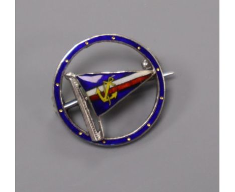 An American white metal and enamel yacht club badge, 20mm.
