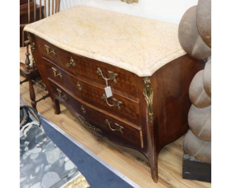 A marble top French commode chest of drawers W.128cm