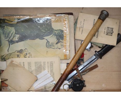 WWI/WWII Interest: Ephemera, including a Zeppelin, 1.32 aluminium ring, other WWI official press photos, Army Service Corps s