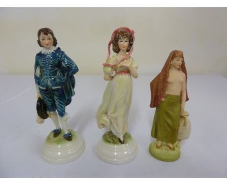 Goebel Gainsborough Blue Boy figurine, Goebel Pinkie figurine and a Royal Dux Egyptian slave figurine