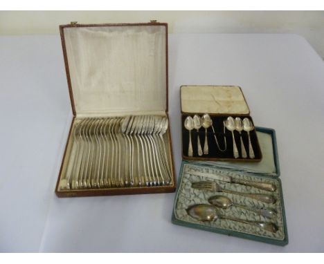 A quantity of white metal and silver plated flatware