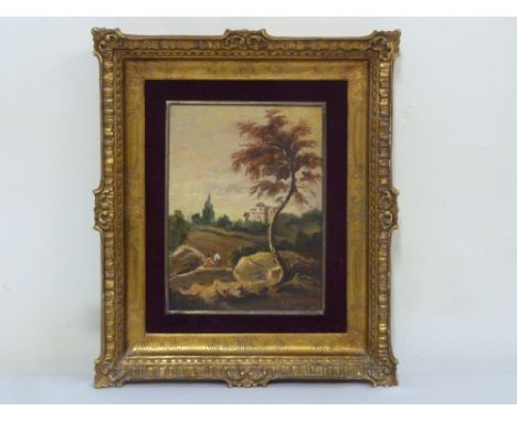 E. Zanetti oil on panel of a rural scene signed bottom right, 23 x 17.5cm