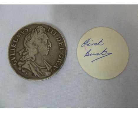 A William III crown 1696 1st Bust f with old ticket