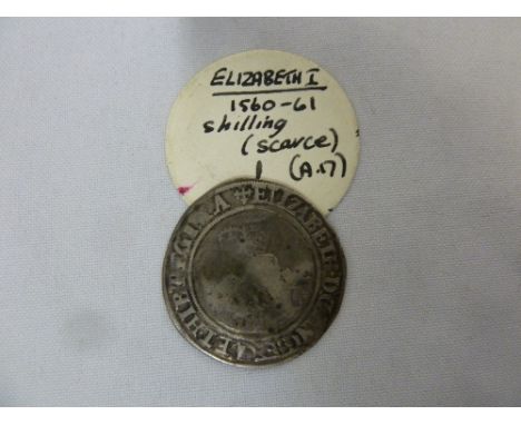 An Elizabeth I shilling 1560/61 af/f with old ticket
