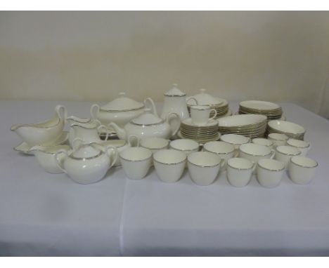 Wedgwood Doric part dinner service to include a tureen and cover, sauce boat on stand, coffee pot, tea pot and an assortment 