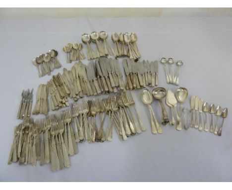 Bennet & Heron canteen of silver plated flatware to include knives, forks, spoons and servers  (270)