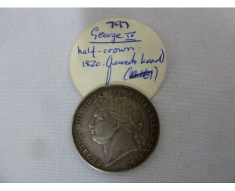 A George IV halfcrown 1820 vf with old ticket