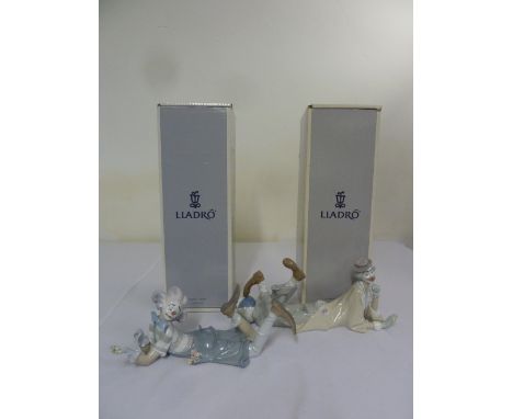 Lladro figurines Clown 04618 and The Magic of Comedy 010.06913 in original packaging