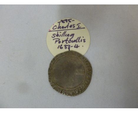 A Charles I shilling 1633/34 f with old ticket