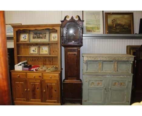 An oak grandfather clock case