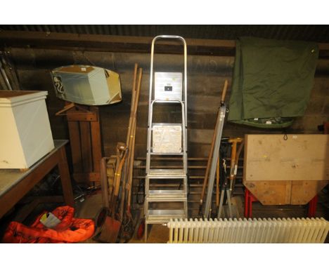 Two metal step ladders, one ABRU