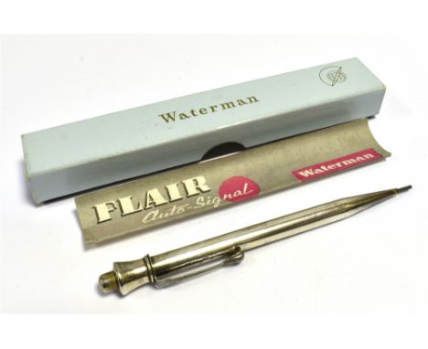 ANTIQUE SILVER WATERMAN PROPELLING  Pencil, 11.5cm long, hallmarked Birmingham 1924, with original box and instruction leafle