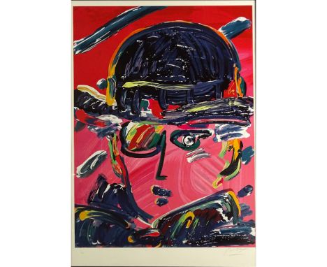 Peter Max, American/German (b. 1937) Color lithograph "Man With Hat" Pencil signed and numbered 77/150. Good condition. Measu