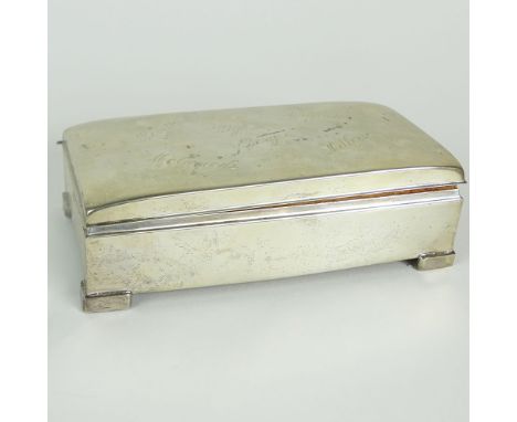 Vintage Poole Sterling Silver Wood Lined Box. Signed Sterling. The bottom with quite a bit of wear. Measures 1-3/4" H x 6-1/4