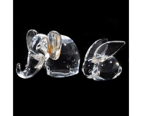 Including two vintage ash trays, a figure of an elephant and a rabbit. All signed on base greatest diameter 8in. Condition: r