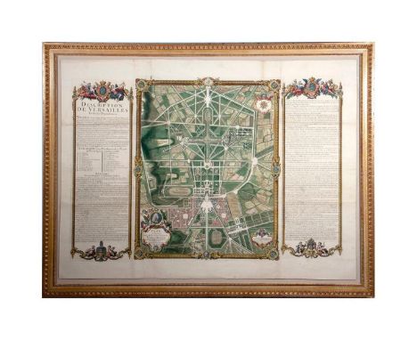 Paris 1717. Hand-colored copperplate engraving. sight 37 1/2 in. h. 50in. w framed 431/2in. h. 56 1/2in. w. Beginning in 1669