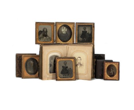 An Album of twenty seven images, most unindentified, several soldiers, and one portrait of Lincoln. 6in. (15cm) h. together w