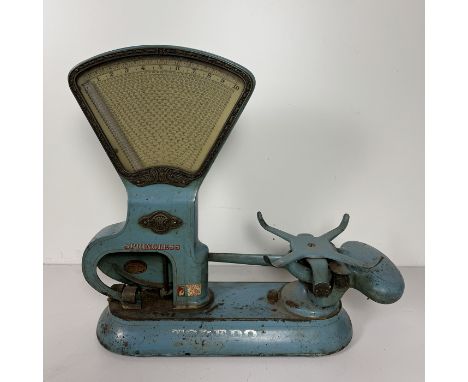 1940's Toledo Springless Scale. Original, working condition untested. Dimensions (H x W x D): 65 x 70 x 24 cm. Location: The 