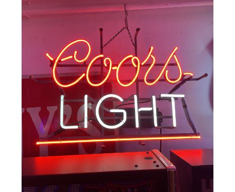 Original Coors Light neon sign from around 1980's. Very good working condition with two color neon lights. Dimensions (H x W 