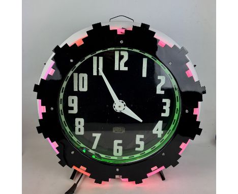 1940 Cleveland Aztec Neon Clock. Restored, now working on 240V power. Dimensions (H x W x D): 70 x 65 x 19 cm. Location: The 