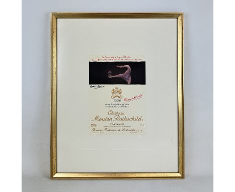 Framed poster of 1990 Chateau Mouton Rothschild vine label featuring Francis Bacon artwork. Dimensions (H x W x D): 50 x 40 x