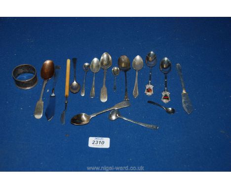 Miscellaneous Silver Spoons, pickle fork, butter knives, etc.