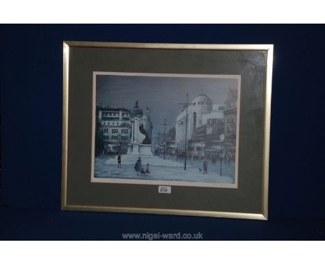 Arthur Delaney: a signed Print of a street scene with figures.