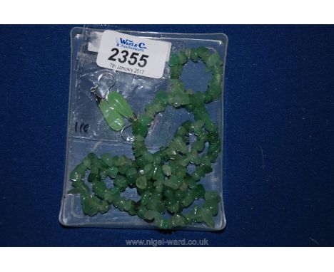 A Jade Necklace, bracelet and earrings