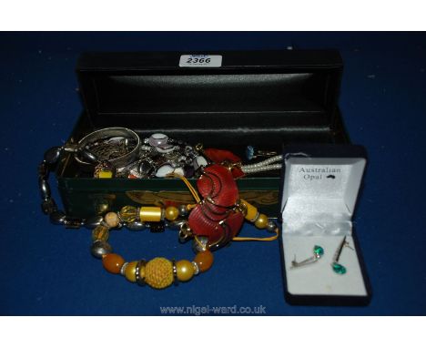 A box of miscellaneous Costume Jewellery including enamel necklaces.