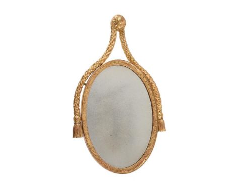A GILTWOOD OVAL WALL MIRROR IN 18TH CENTURY STYLE20TH CENTURYWith swagged decoration99cm high, 61cm wide