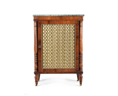 Y A GEORGE IV ROSEWOOD SIDE CABINETCIRCA 1825The gilt metal grille door enclosing a shelf90cm high, 63cm wide, 36.5cm deepCon