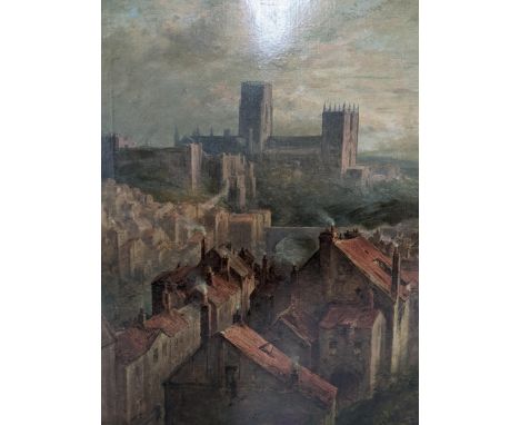 Pollock Sinclair Nisbet (Scottish 1848-1922) ARSA, RWS - Durham city view towards the Cathedral, oil on canvas, signed lower 