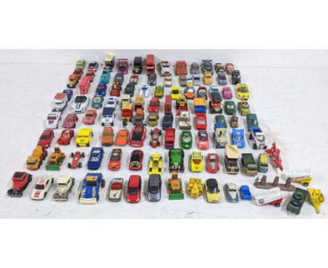 A large collection of mainly Matchbox vehicles to include a 1969 Lotus Europa, a 1987 Sterling, a 1986 taxi FX4R, a Realty Fo